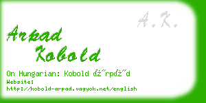 arpad kobold business card